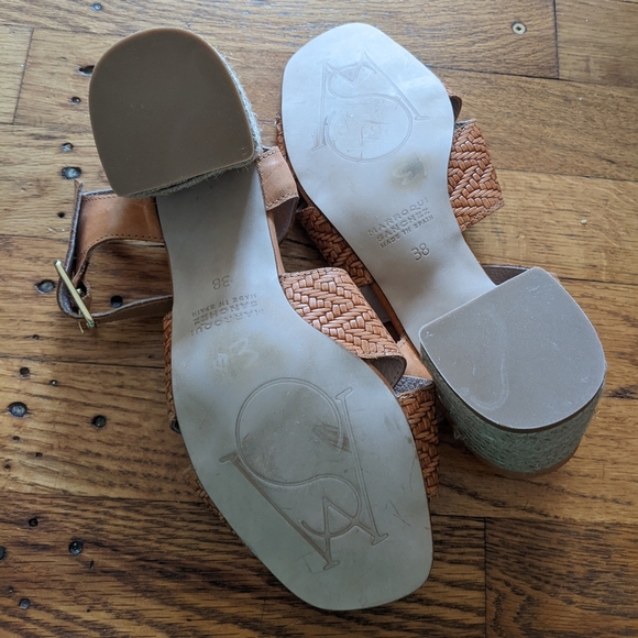 Marroqui Sanchez Woven Leather Sandals w/ Block Heels - Picture 9 of 9